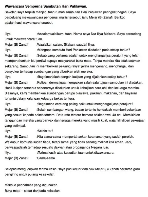 contoh karangan dialog perbualan dengan rakan