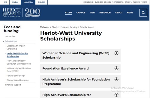 heriot watt scholarship