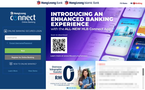 cara daftar hong leong connect online banking