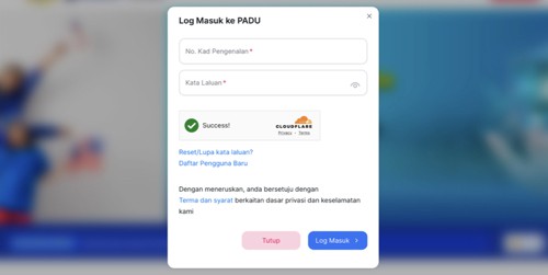 portal padu login registration online